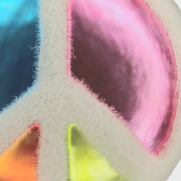 Psychedelic Peace Sign Christmas Ornament Glass Flocked Hippie Boho - Picture 11 of 12